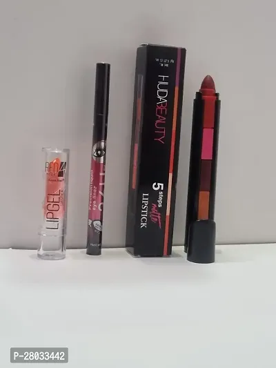 MANISLAP Combo Pack of 5in 1 Matte Pink Shade Lipstick , Kajal  Lip Gel Balm, Lip care , Lipstick-thumb0