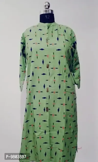 Attractive Green Colour Printed Cotton Kurti-thumb0