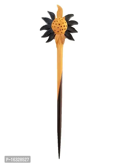 Jain Export Multi Color Sunflower hairstick for Women Bun Stick (Black)-thumb0