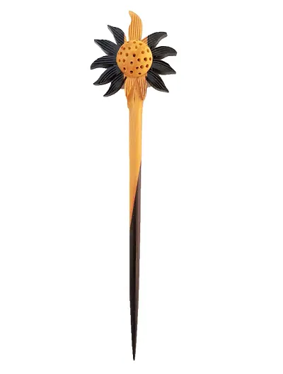 Jain Export Color Sunflower hairstick for Women Bun Stick (Black)