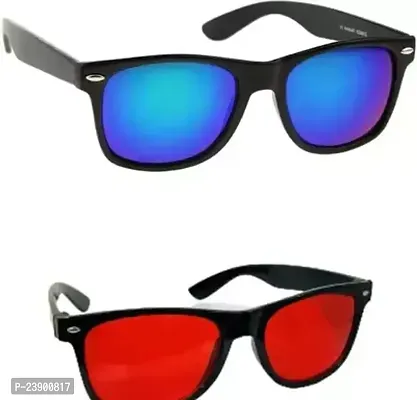 Fabulous Multicoloured Plastic Oval Sunglasses For Men Pack Of 2