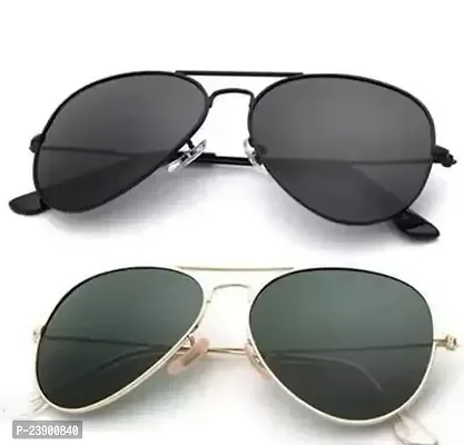 Fabulous Multicoloured Aluminium Oval Sunglasses For Men Pack Of 2