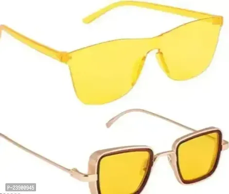 Fabulous Yellow Plastic Square Sunglasses For Men Pack Of 2-thumb0