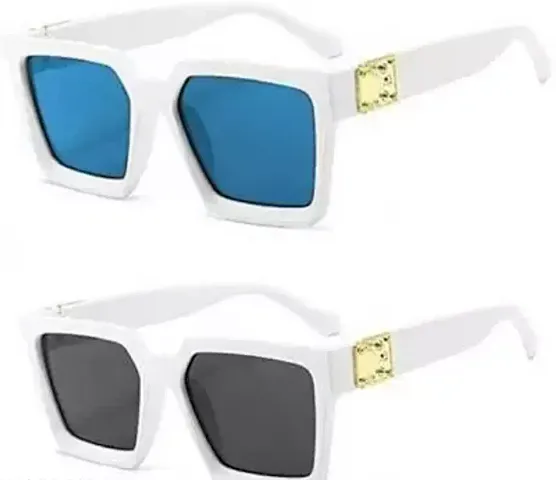 Unisex Plastic Sunlgasses Vintage Fashion Pack Of 2