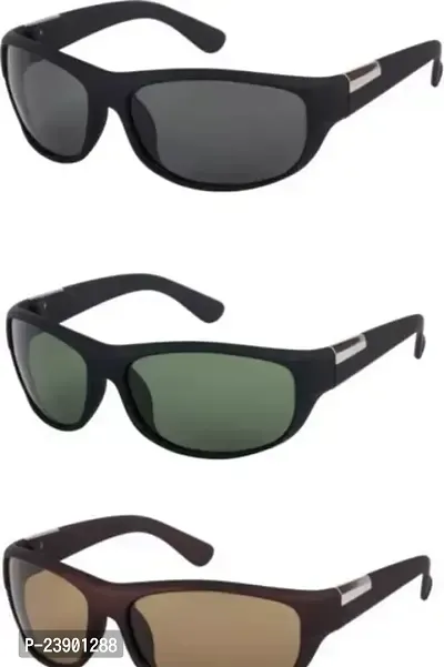 Fabulous Multicoloured Plastic Oval Sunglasses For Men Pack Of 3