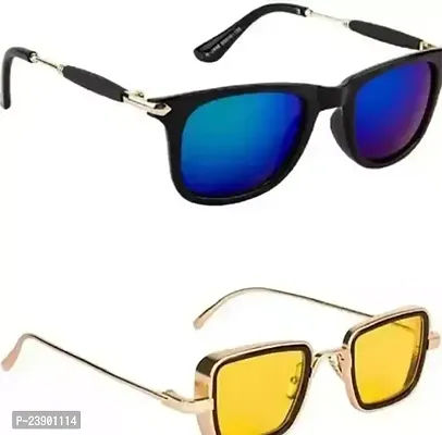 Fabulous Multicoloured Plastic Oval Sunglasses For Men Pack Of 2