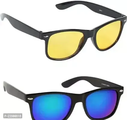 Fabulous Multicoloured Plastic Oval Sunglasses For Men Pack Of 2-thumb0