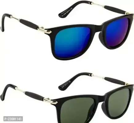 Fabulous Multicoloured Plastic Oval Sunglasses For Men Pack Of 2-thumb0