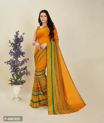 New Trendy Georgette Saree with Blouse piece-thumb0