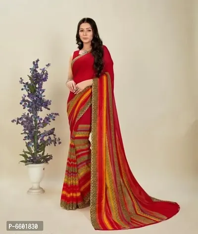 New Trendy Georgette Saree with Blouse piece-thumb0
