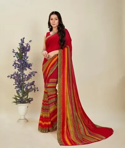 Beautiful Printed Georgette Sarees with Blouse piece