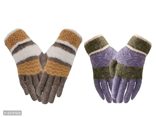 Northern Miles Multicolor Winter Gloves For Women Pack of 2-thumb0