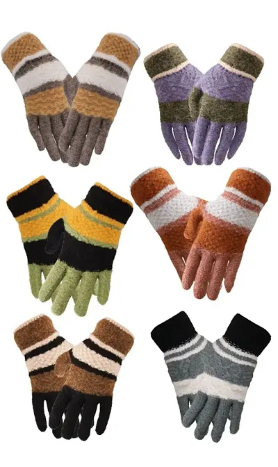 Northern Miles Multicolor Winter Gloves For Women Pack of 6