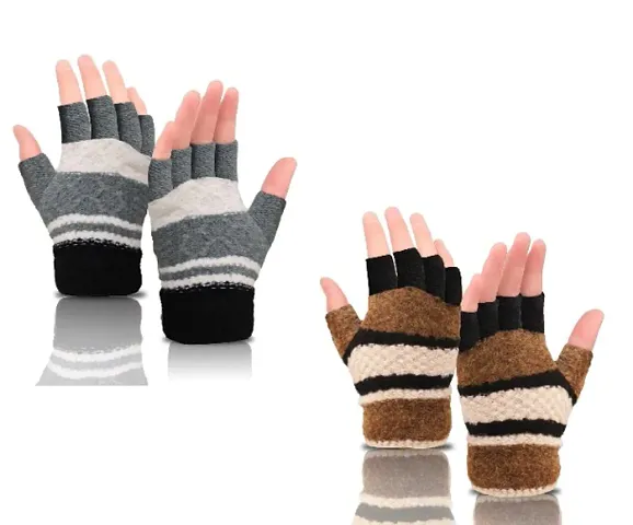 Northern Miles Multicolor Fingerless Winter Gloves For Women Pack of 2