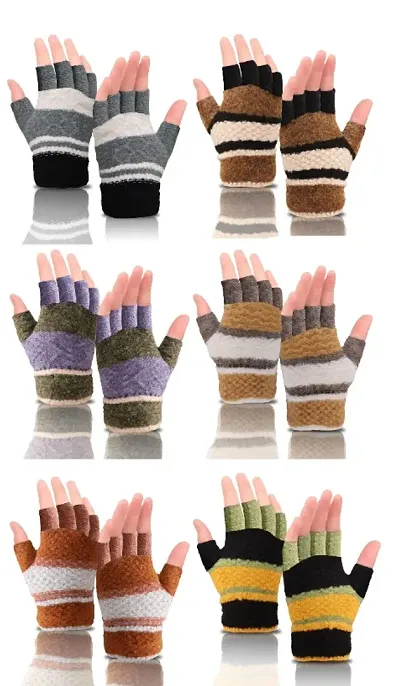 Northern Miles Multicolor Fingerless Winter Gloves For Women Pack of 6