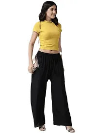 ROCKSY Combo of 2 Women/Girls Regular Fit Flared Relaxed,Wide Leg Non-Transparent Cotton Blend Rayon Fabric Palazzo; Size XS - 2XL; Waist:26-36inch-thumb2