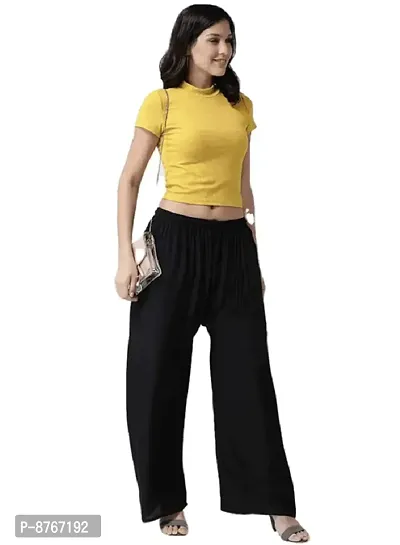 ROCKSY Combo of 2 Women/Girls Regular Fit Flared Relaxed,Wide Leg Non-Transparent Cotton Blend Rayon Fabric Palazzo; Size XS - 2XL; Waist:26-36inch-thumb3