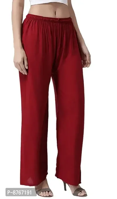 ROCKSY Combo of 2 Women/Girls Regular Fit Flared Relaxed,Wide Leg Non-Transparent Cotton Blend Rayon Fabric Palazzo; Size XS - 2XL; Waist:26-36inch-thumb5