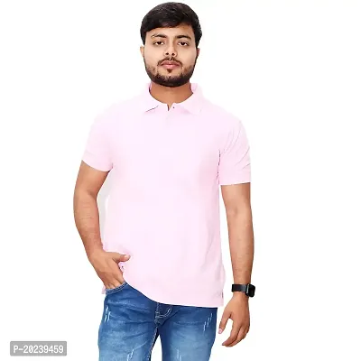 U Light? Men's Polo Casual Regular Fit Solid Polo Collar Neck T-Shirt