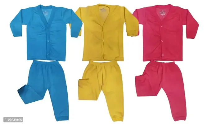 U-Light? Thermal Night Suit - Full Sleeves, Printed, Collared Neck, Winter Wear for Girls, Boys (3-6 Months, Combo)-thumb0