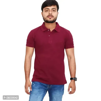 U Light? Men's Polo Casual Regular Fit Solid Polo Collar Neck T-Shirt-thumb0