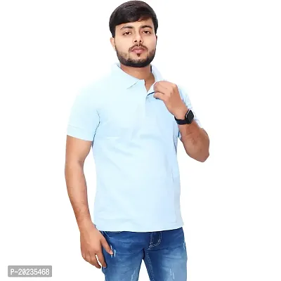 U Light? Men's Polo Casual Regular Fit Solid Polo Collar Neck T-Shirt