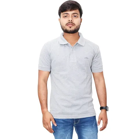 U Light? Men's Polo Casual Regular Fit Solid Polo Collar Neck T-Shirt