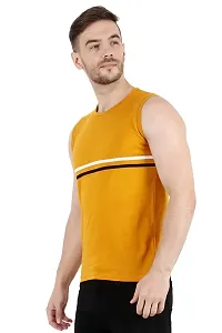 Men's Cotton Color Block Sleeveless T-Shirt Combo Pack 2 (Small, Yellow  Blue)-thumb3