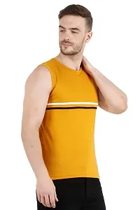 Men's Cotton Color Block Sleeveless T-Shirt Combo Pack 2 (Large, Yellow  Blue)-thumb2