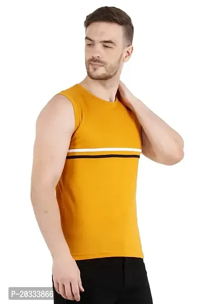 Men's Cotton Color Block Sleeveless T-Shirt Combo Pack 2 (Medium, Yellow  Black)-thumb5