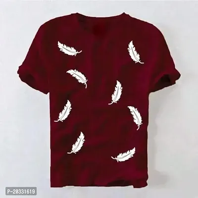 BS Fashion Men Printed Round Neck T-Shirt (Large, Maroon)-thumb3