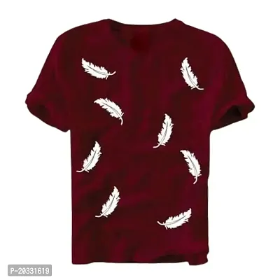 BS Fashion Men Printed Round Neck T-Shirt (Large, Maroon)-thumb0