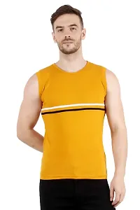 Men's Cotton Color Block Sleeveless T-Shirt Combo Pack 2 (X-Large, Yellow  Blue)-thumb1