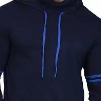 BS Fashion Premium Style Solid Men's Hooded Neck Hooded  Hoodie Neck t-Shirt (M, Blue)-thumb2