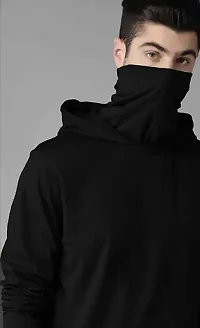 BS Fashion mask Men Solid Hooded Neck Maroon T-Shirt (Medium, Black)-thumb2