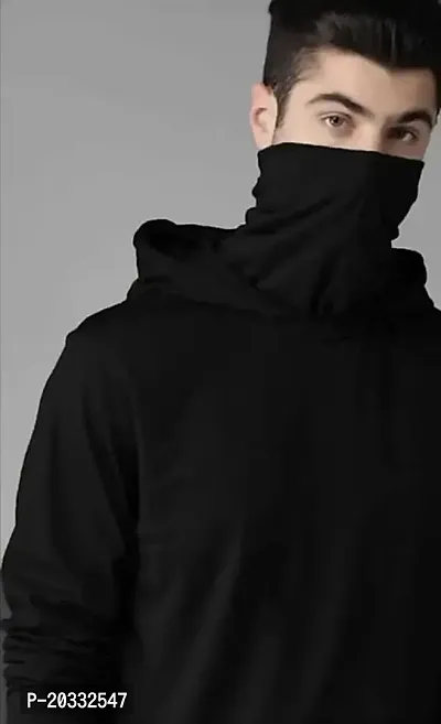 BS Fashion mask Men Solid Hooded Neck Maroon T-Shirt (Medium, Black)-thumb3