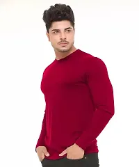 BS Fashion Men's Solid Slim Fit Full Sleeve T-Shirt Combo (Pack of 2) (Large, Black  Red)-thumb1