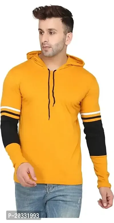 BS Fashion mask Men Solid Hooded Neck Maroon T-Shirt (Large, Yellow)-thumb0