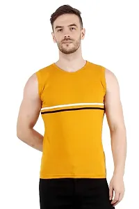 Men's Cotton Color Block Sleeveless T-Shirt Combo Pack 2 (X-Large, Red  Yellow)-thumb2