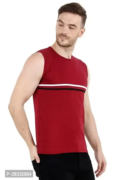 Men's Cotton Color Block Sleeveless T-Shirt Combo Pack 2 (X-Large, Red  Black)-thumb5