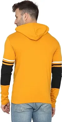 BS Fashion mask Men Solid Hooded Neck Maroon T-Shirt (Large, Yellow)-thumb2