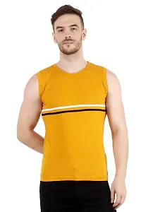 Men's Cotton Color Block Sleeveless T-Shirt Combo Pack 2 (Large, Yellow  Blue)-thumb4