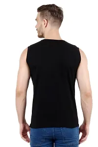 Men's Cotton Color Block Sleeveless T-Shirt (Medium, Black)-thumb4