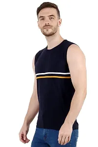 Men's Cotton Color Block Sleeveless T-Shirt Combo Pack 2 (Large, Blue  Black)-thumb4