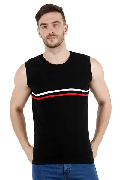 Men's Cotton Color Block Sleeveless T-Shirt