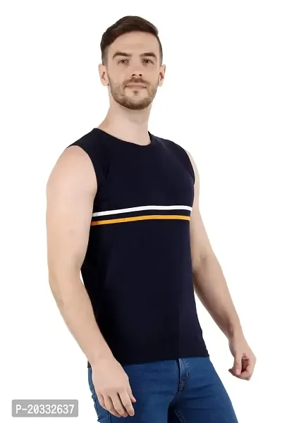 Men's Cotton Color Block Sleeveless T-Shirt Combo Pack 2 (X-Large, Yellow  Blue)-thumb5