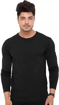 BS Fashion Men's Solid Slim Fit Full Sleeve T-Shirt Combo (Pack of 2) (Large, Black  Red)-thumb2