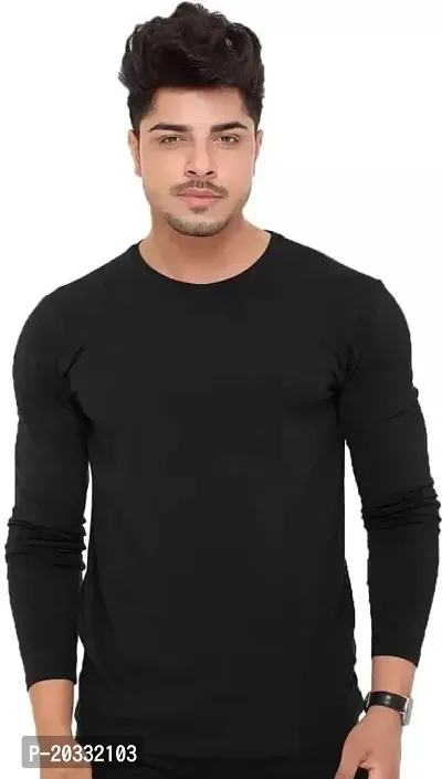 BS Fashion Men's Solid Slim Fit Full Sleeve T-Shirt Combo (Pack of 2) (Large, Black  Red)-thumb3