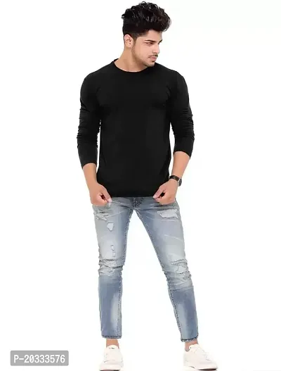 BS Fashion Men's Solid Slim Fit Full Sleeve T-Shirt Combo (Pack of 2) (Medium, Black  Yellow)-thumb5