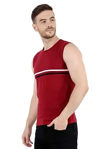 Men's Cotton Color Block Sleeveless T-Shirt Combo Pack 2 (Large, Red  Black)-thumb1